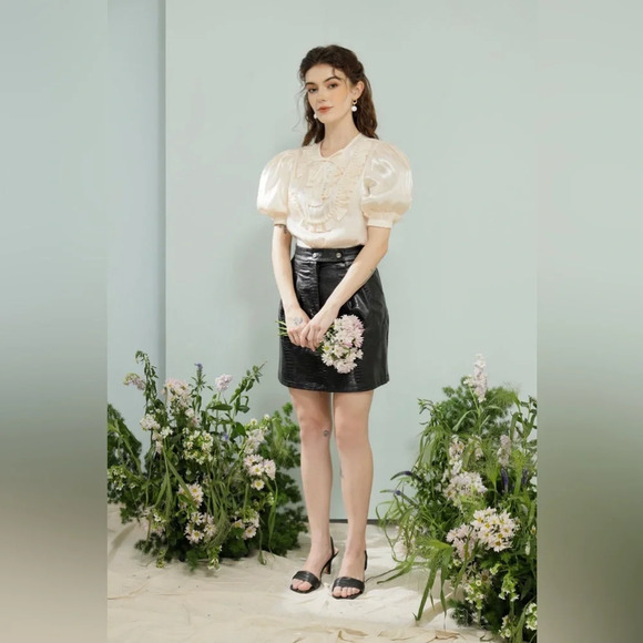 NWT Dear Jose Ivory Organza Blouse - Picture 10 of 14